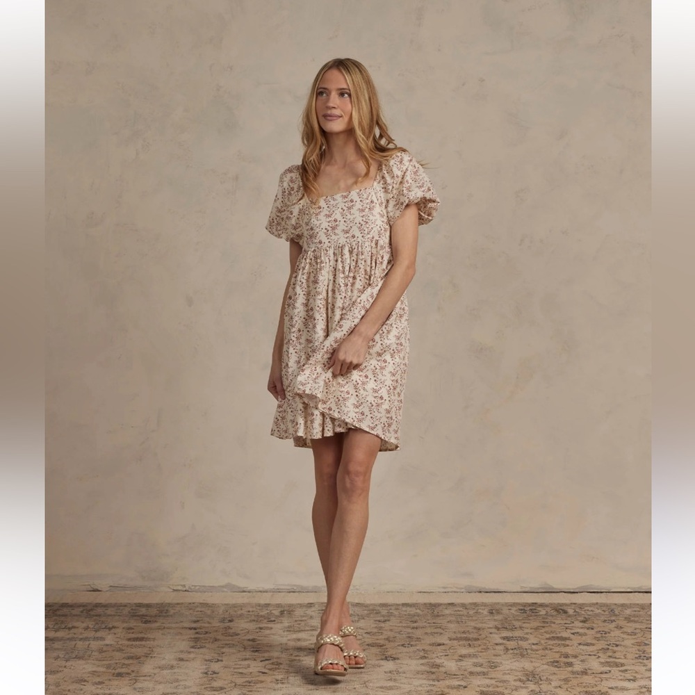 Noralee Vivian Floral Square-Neck Mini Dress in Beige Pink